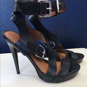 Michael Kors Black Leather Sandal Heels